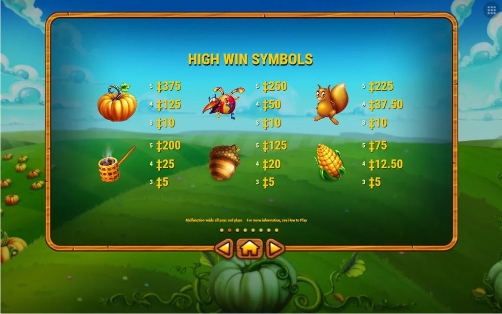 Pumpkin Patch Paytable - Habanero